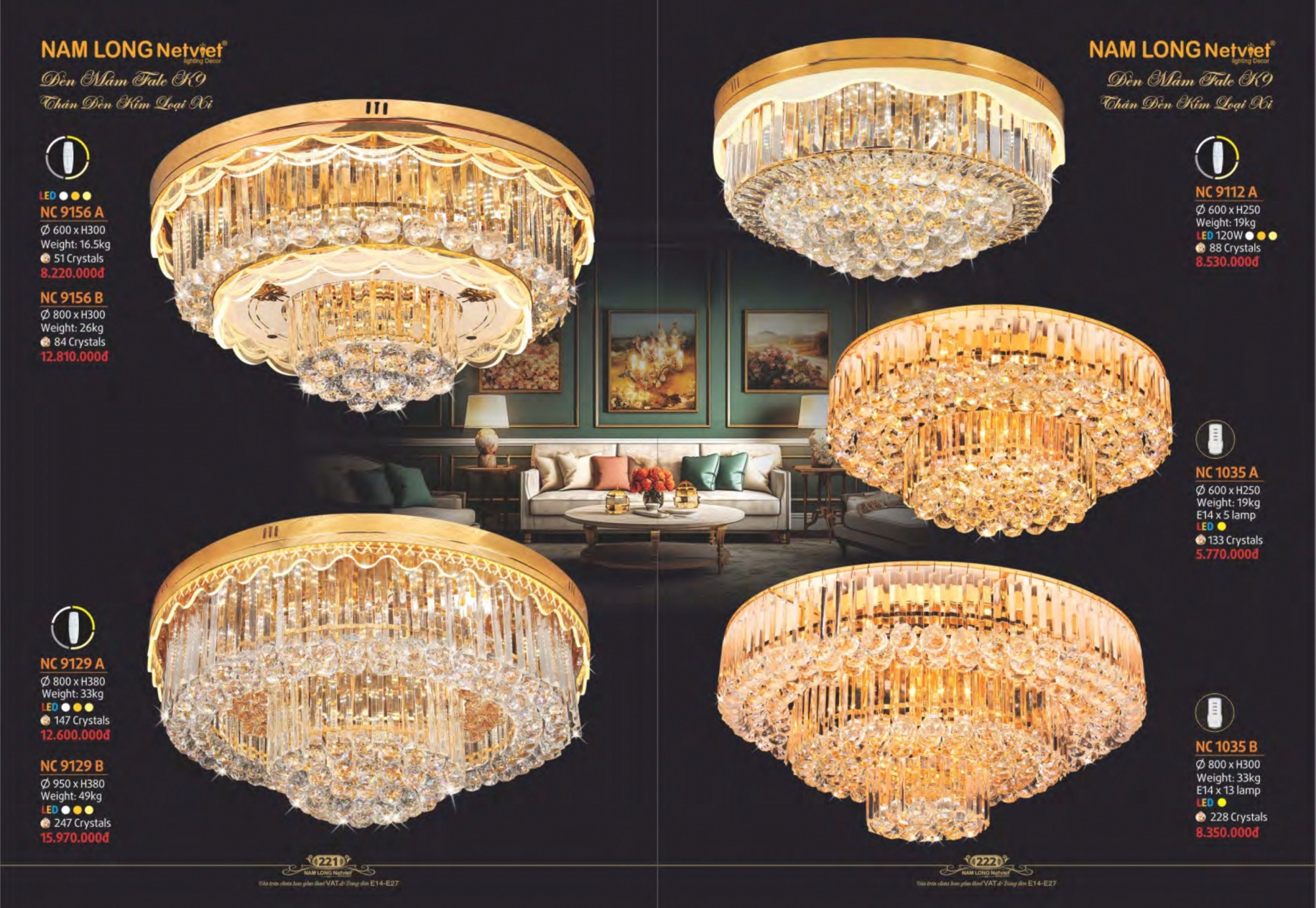 Bảng giá đèn trang trí Nam Long